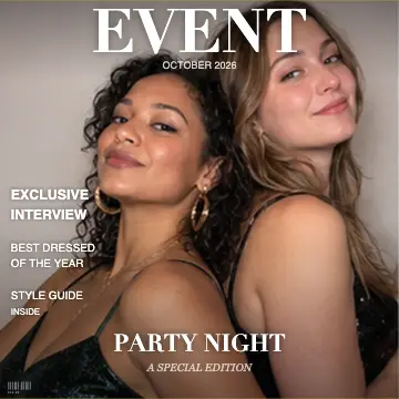 Magazine effect on two friends posing back to back — online photo booth