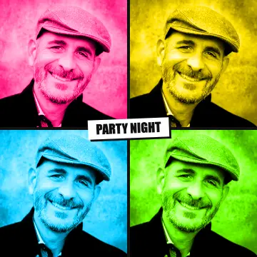 Pop art effect on a man in a flat cap — online photo booth