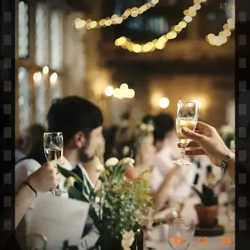 Vintage film effect on friends raising a toast — online photo booth