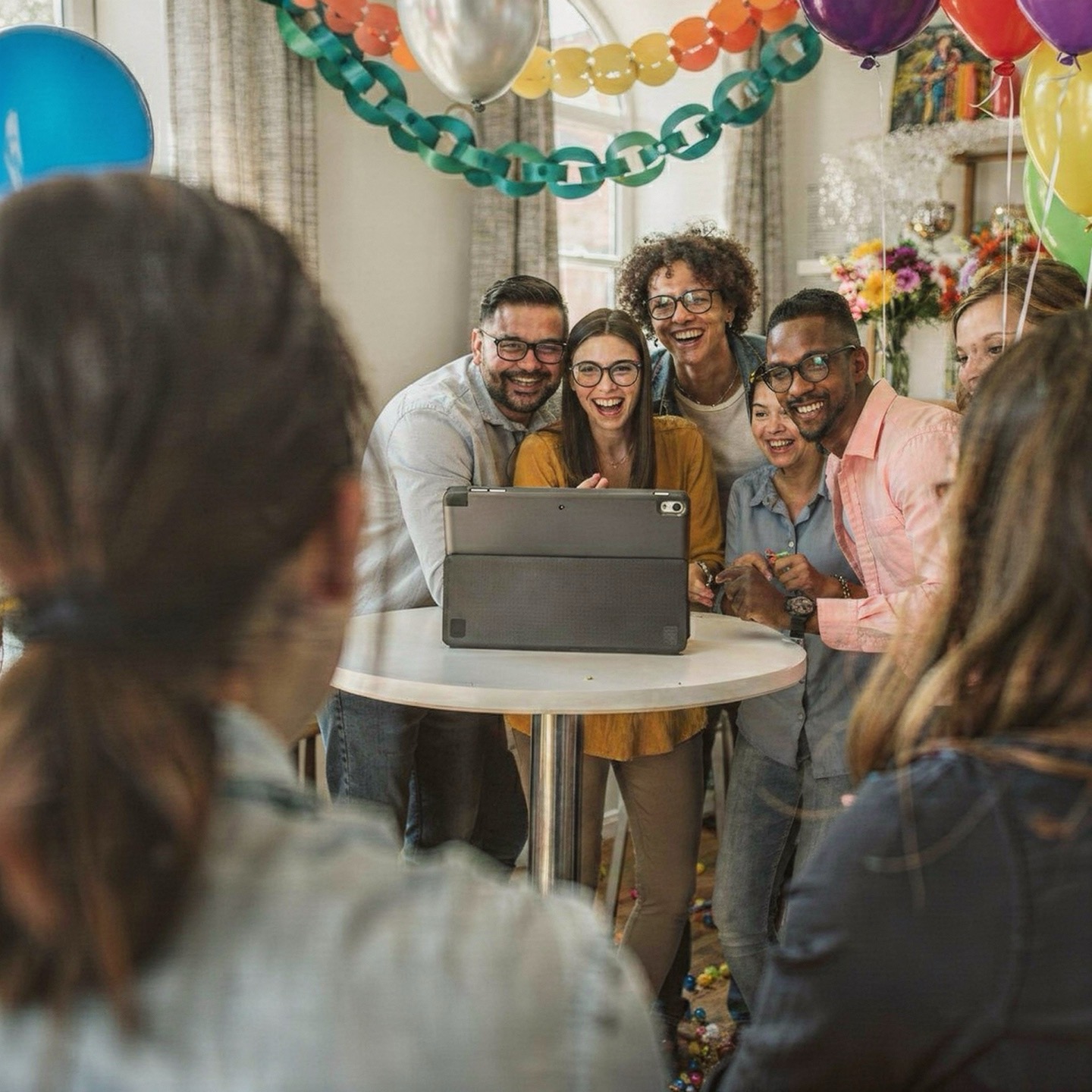 People having fun with photo booth