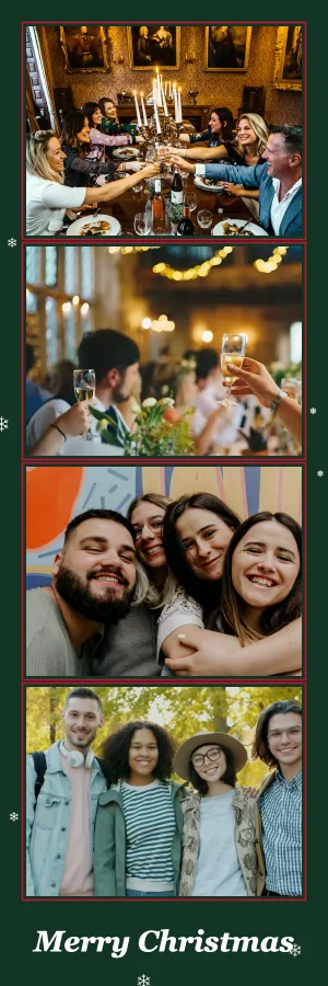 Christmas photo strip template filled with sample photos