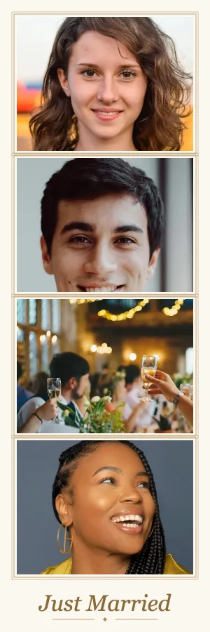 Wedding photo strip template filled with sample photos